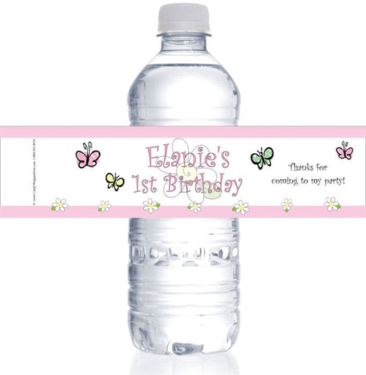 Purple Butterfly Wishes Birthday Water Bottle Labels