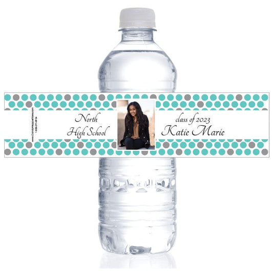 Graduation Trendy Stripes Water Bottle Labels with Photo – Candy Wrapper  Store