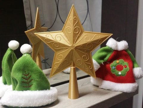 Estrella de árbol de navidad impresa en filamento pla dorado print3x