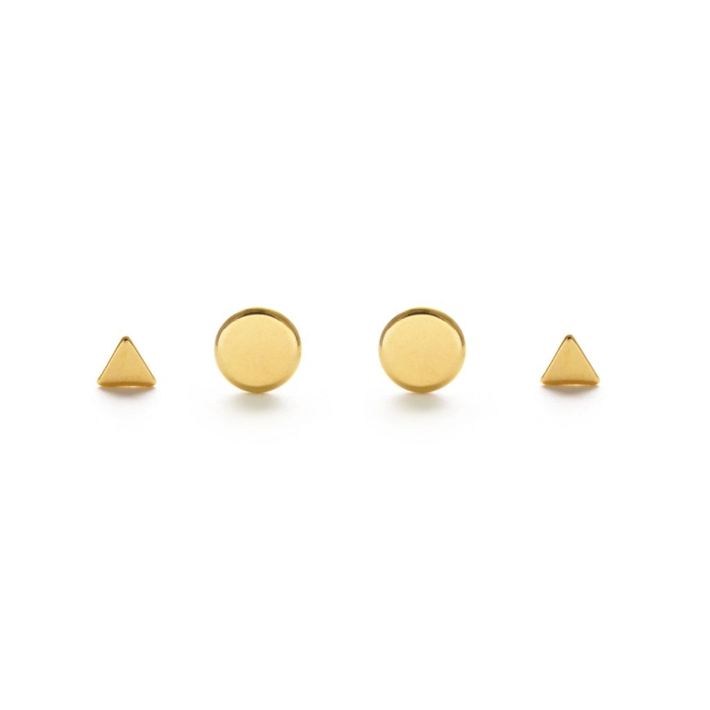 Geometric Combo Studs in Gold by Amano Studio