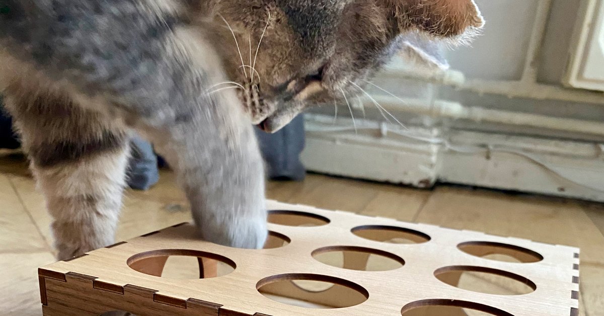 Pawzzles: Wood Puzzles for cats ~ Pawzzles ~ Handmade feeder