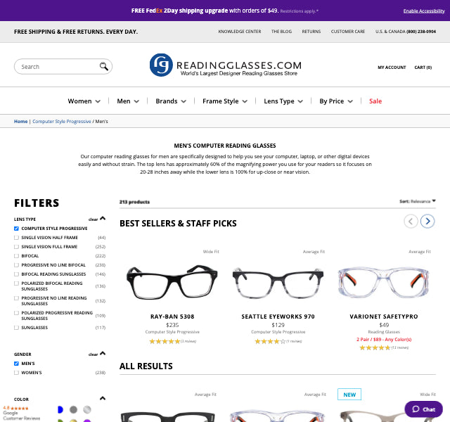 Computer Reading Glasses for Men | ReadingGlasses.com