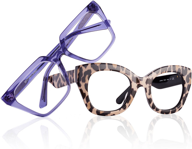 A pair of cheetah print reading glasses for women