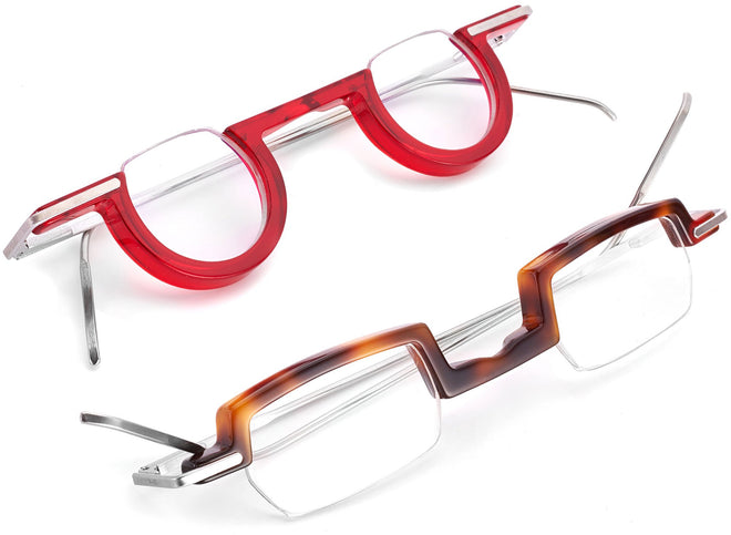 A pair of red reading glasses for women