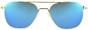 Aviator 23K Gold Progressive No Line Reading Sunglasses - Polarized with Mirror in Gold with Blue Mirror
