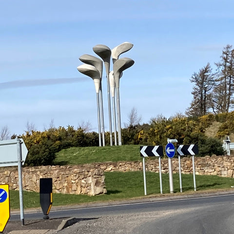 Roundabout with giant golf clubs at Gleneagles