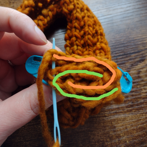 Sewing together the twist in our headband | One Big Happy Yarn Co