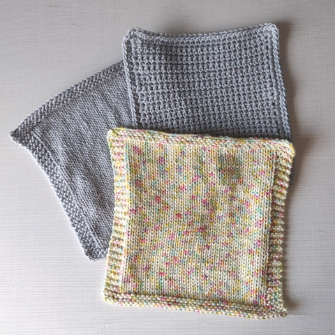 knit and crocheted cotton washcloths