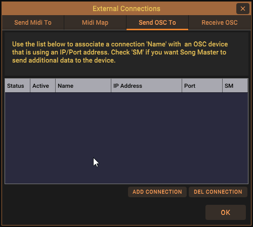 Displaying the Send OSC To dialog