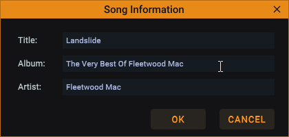 Song Info dialog