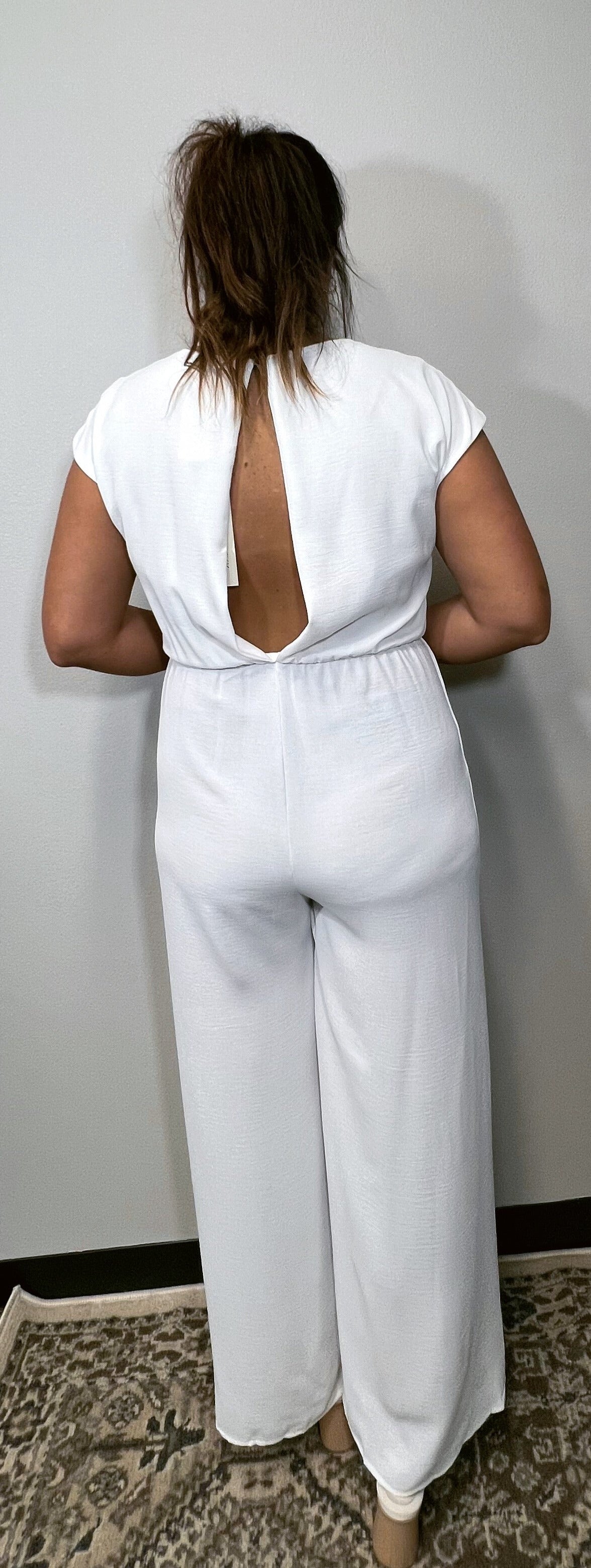 White Front Tie Jumpsuit