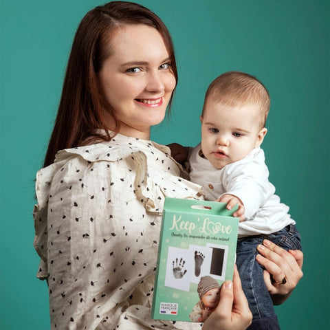 Cadre photo bébé avec tampon encreur empreinte main 12 mois cadeau enfant 