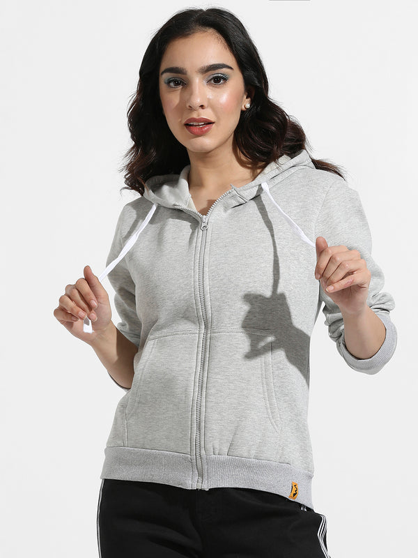 Zip-Front Hoodie With Contrast Drawstring - AW23_ZH_W_PLN_GR_2