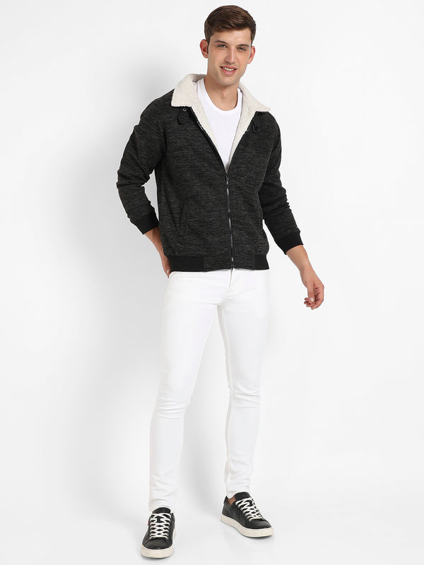 Heathered Jacket With Fleece Detail - AWF23_CSM-AW-JK4064_5_500f9d87-43f2-4d17-962d-aaa0840b4f80