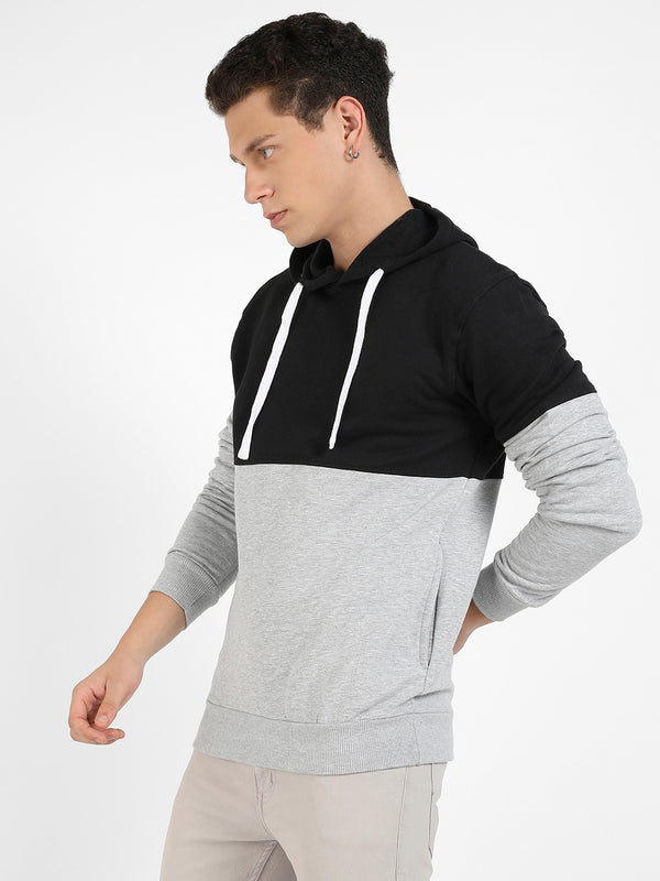 Colourblocked Hoodie With Kangaroo Pocket - AWF23_HHH_M_PLN_GRBL_3_860c681f-b98d-42d8-accf-d687c8c1ece6