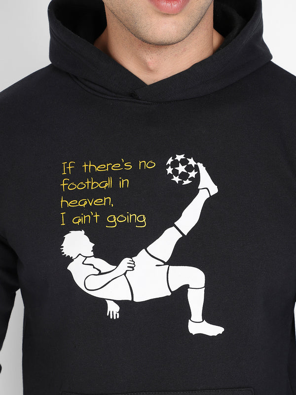 Men's Black Football Hoodie With Kangaroo Pocket