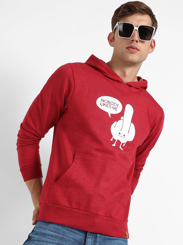 Maroon Nobody Likes Me Hoodie With Kangaroo Pockets