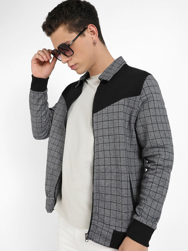 Zip-Front Graph Checkered Jacket - AWF23_JKZPCHKSP01_M_PLN_GRBL_0_b1422ecb-f1b3-40e2-bf64-a5aa015e97fd