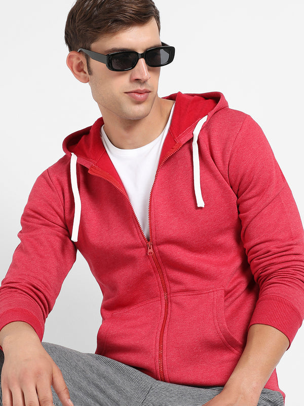 Zip-Front Hoodie With Contrast Drawstring