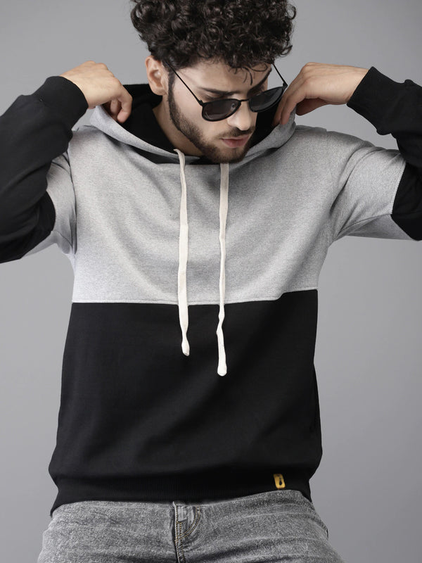 Pullover Hoodie With Ribbed Hem - AWIN21_HHH_M_PLN_BLGR_F