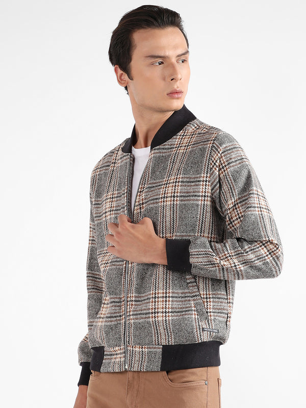 Tartan Plaid Jacket With Ribbed Hem - AWM23_CSMAWJK6038_3