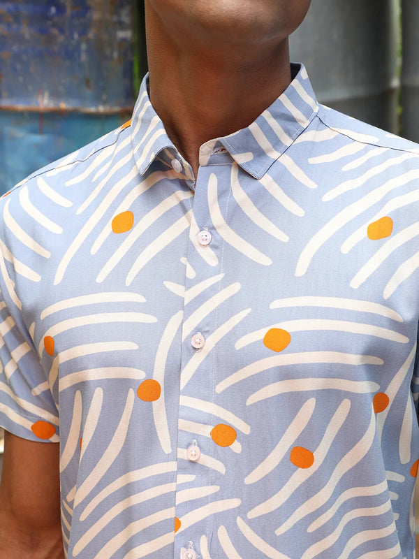 Abstract Print Button Up Half Sleeve Shirt