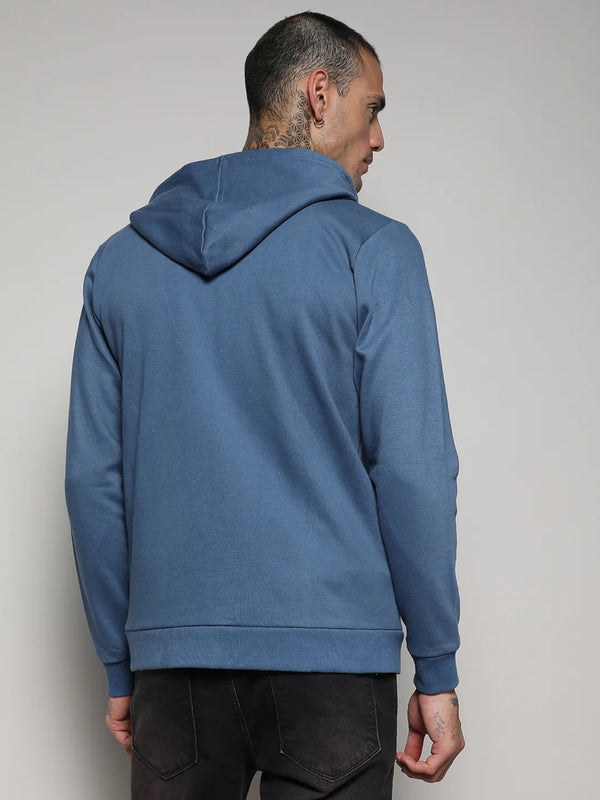 Zip-Front Hoodie With Contrast Drawstring - Azure-Blue-Zip-Front-Hoodie-With-Contrast-Drawstring-4