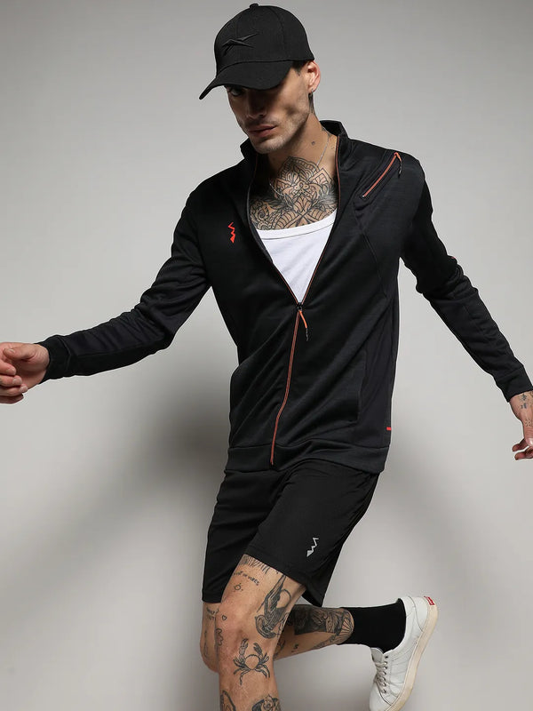 Heathered Activewear Jacket With Reflective Detail