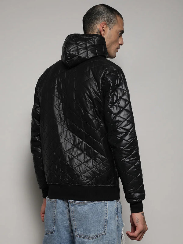 Quilted Puffer Jacket With Zip-Closure - Black-Quilted-Puffer-Jacket-With-Zip-Closure-4