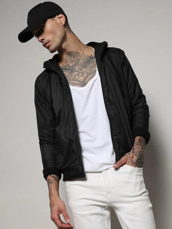 Zip-Front Jacket With Ribbed Hem