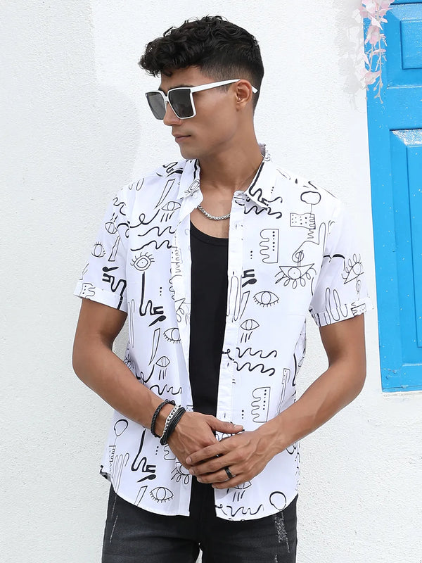 Doodle Shirt - Black-and-Grey-Geometric-Aztec-Print-Shirt-2