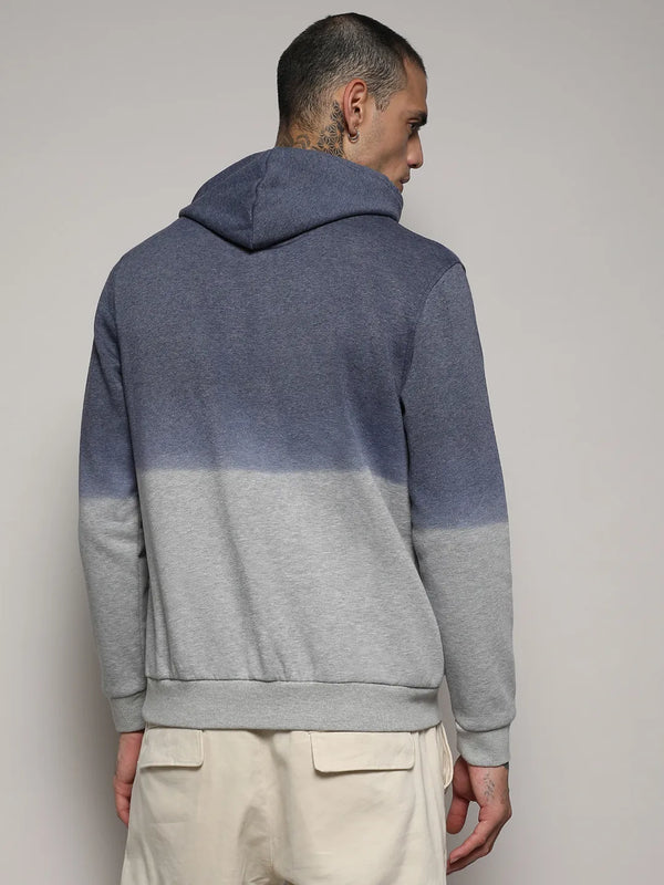 Pullover Ombre Sweatshirt With Ribbed Hem - Blue-and-Grey-Pullover-Ombre-Sweatshirt-With-Ribbed-Hem-4