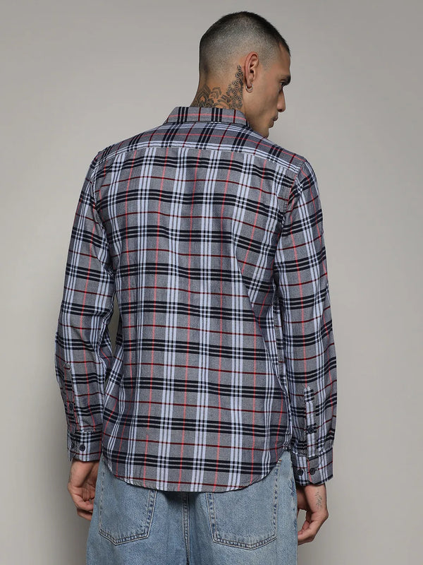 Tartan Plaid Shirt - Dark-Grey-Tartan-Plaid-Shirt-4