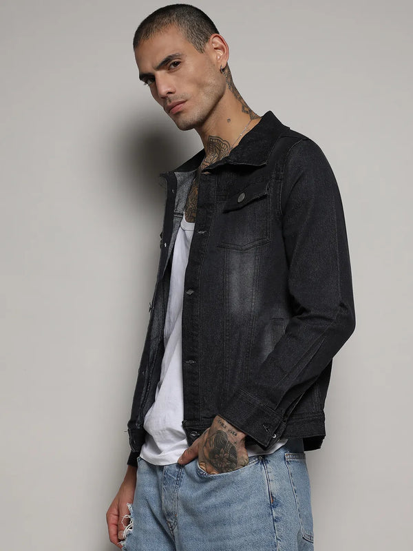 Dark-Wash Denim Jacket With Flap Pocket - Dark-Wash-Denim-Jacket-With-Flap-Pocket-3