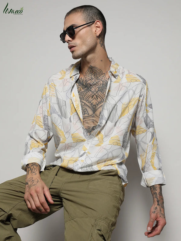 Ecoliva Minimal Lined Shirt - EcoLiva-Grey-and-Yellow-Minimal-Lined-Shirt-1