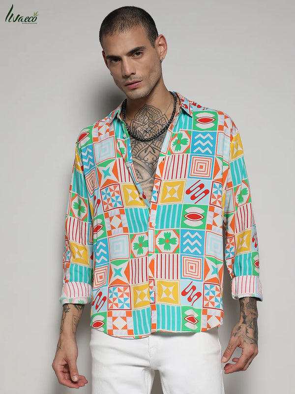 Ecoliva Mosaic Block Shirt - EcoLiva-Multicolour-Mosaic-Block-Shirt-2