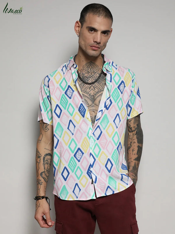 Ecoliva Rhombus Strokes Shirt - EcoLiva-Multicolour-Rhombus-Strokes-Shirt-2