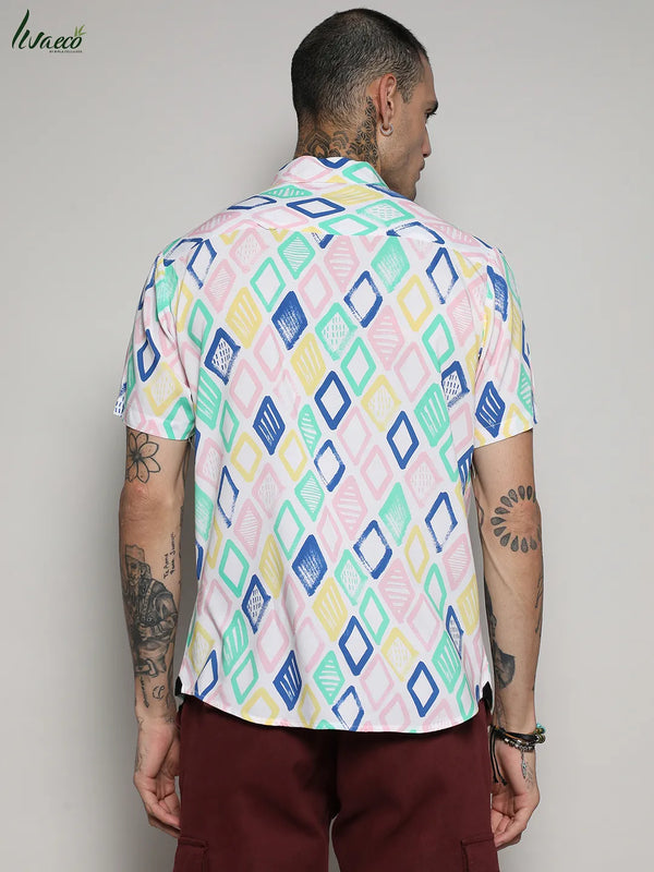 Ecoliva Rhombus Strokes Shirt - EcoLiva-Multicolour-Rhombus-Strokes-Shirt-4