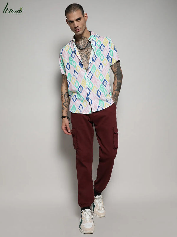 Ecoliva Rhombus Strokes Shirt - EcoLiva-Multicolour-Rhombus-Strokes-Shirt-5