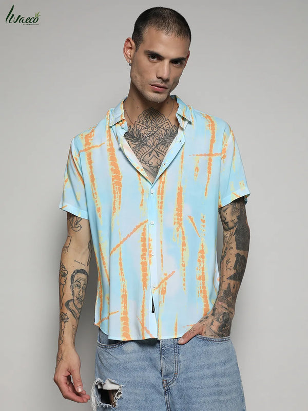 Ecoliva Pastel Tie Dye Shirt - EcoLiva-Sky-Blue-and--Orange-Pastel-Tie-Dye-Shirt-2