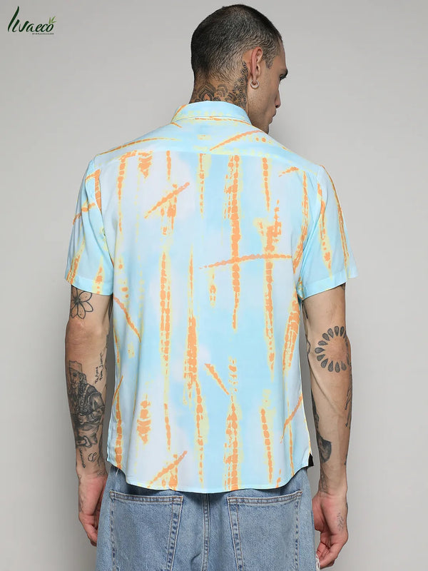 Ecoliva Pastel Tie Dye Shirt - EcoLiva-Sky-Blue-and--Orange-Pastel-Tie-Dye-Shirt-4