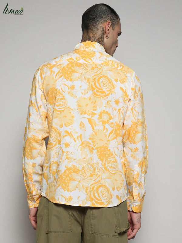 Ecoliva Contrast Botanical Shirt - EcoLiva-Yellow-Contrast-Botanical-Shirt-4