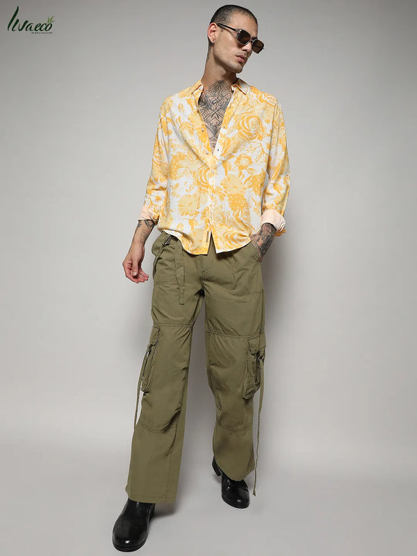 Ecoliva Contrast Botanical Shirt - EcoLiva-Yellow-Contrast-Botanical-Shirt-6