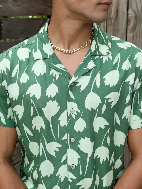 Green Botanical Block Shirt