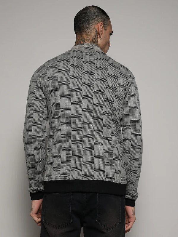 Textured Jacket With Flap Pocket - Grey-Textured-Jacket-With-Flap-Pocket-4