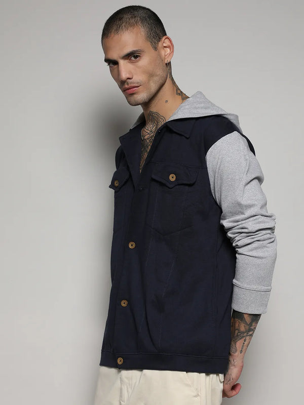 Button-Front Jacket With Contrast Detail - Grey-and-Navy-Blue-Button-Front-Jacket-With-Contrast-Detail-3