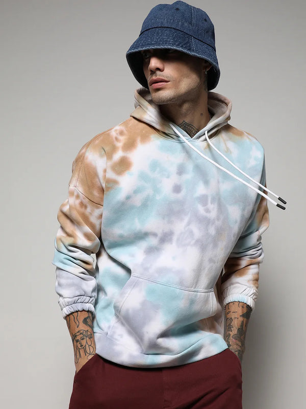 Pastel Tie Dye Oversized Hoodie With Kangaroo Pocket