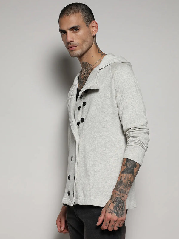 Double-Breasted Jacket With Hoodie - Light-Grey-Double-Breasted-Jacket-With-Hoodie-3