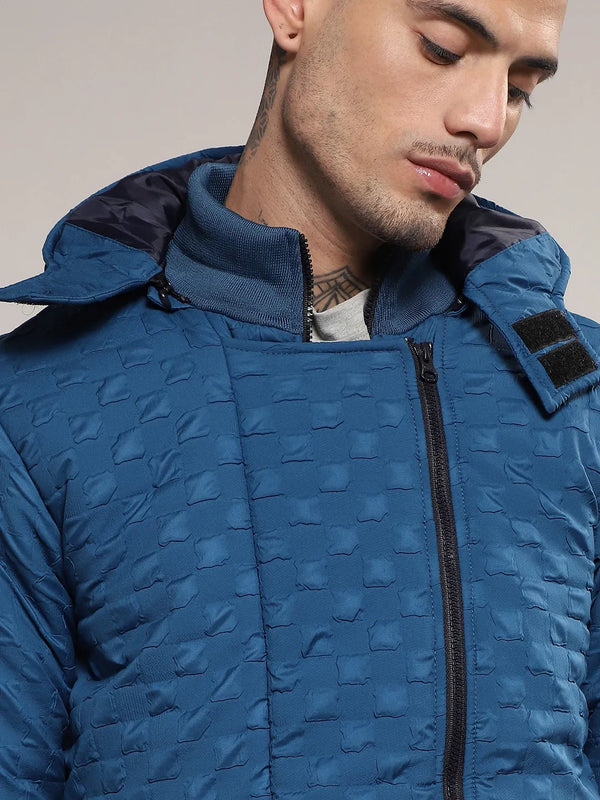 Self-Design Buffalo Check Puffer Jacket - Men-Admiral-Blue-Self-Design-Buffalo-Check-Puffer-Jacket_7