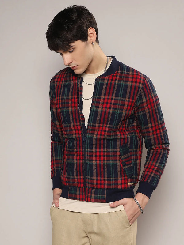 Tartan Plaid Bomber Jacket - Men-Crimson-Red-Tartan-Plaid-Bomber-Jacket_3